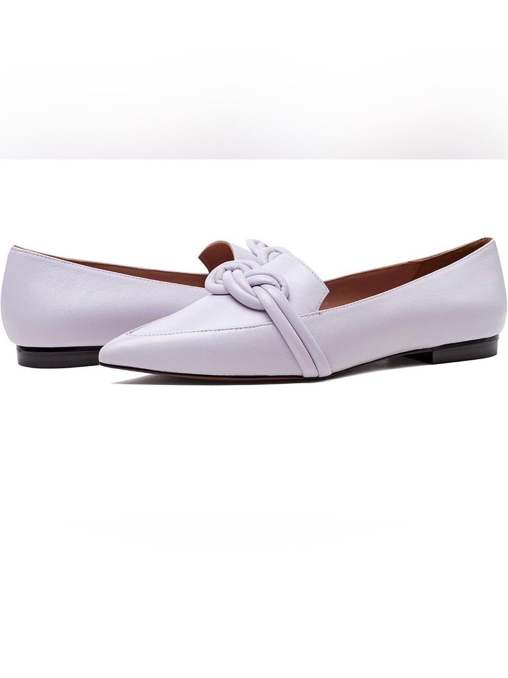 NIB Linea Paolo Nora Lavender Leather Pointed Toe Chain Flats Size 8.5 M